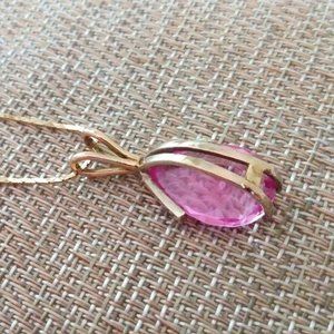 Pink Topaz or Quartz Necklace 1950s